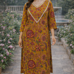 Mustard Yellow Floral Printed Cotton Kurta Set | Elegant Daily & Festive Ethnic Wear for Women