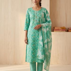 Daily wear printed green golden