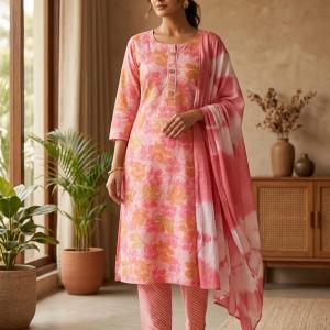 Floral print daily ear pink orange