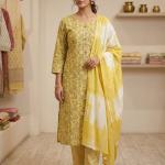 Daily wear printed yellow