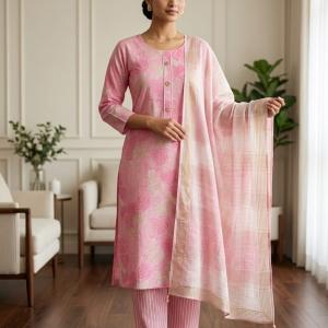 Daily  wear leaf print pink