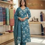 Blue floral printed