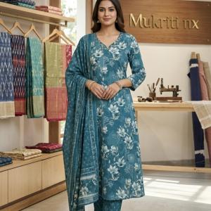 Blue floral printed