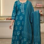 Blue with white print