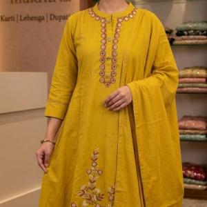 Mustard with embroidery