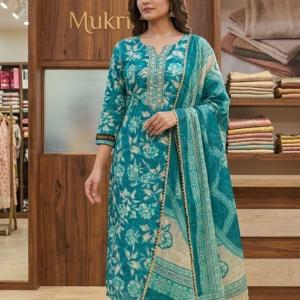 Turkish blue with floral print