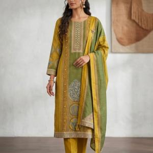 Yellow with olive green