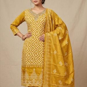 Golden yellow with white print
