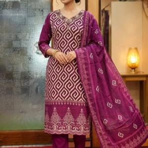 Purple with white print