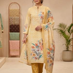 Golden yellow with floral print