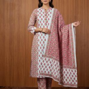 White with pink printed