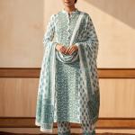 White with blue n grey print