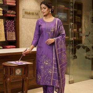 Purple with golden work