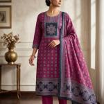 Purple with blue print