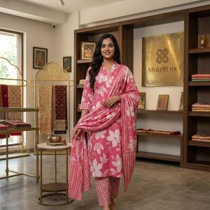 Pink with white flower print