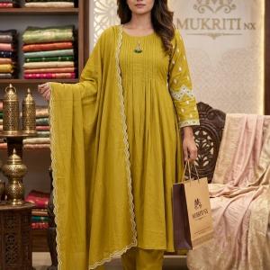 Mustard yellow with silver work