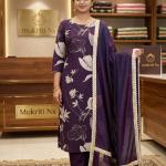Purple with white print