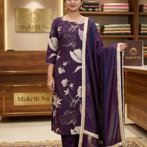 Purple with white print