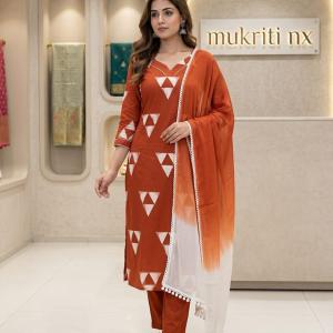 Orange with white print